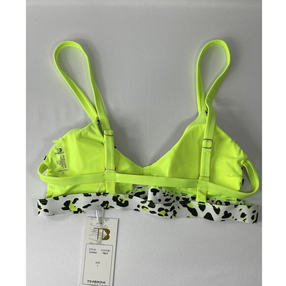 TiniBikini Swimwear Neon Yellow Green Animal Print 2 Piece Bikini NEW Large - Picture 4 of 10